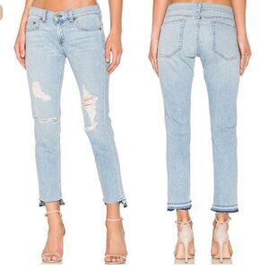 Rag & bone dre capri distressed light wash size 27